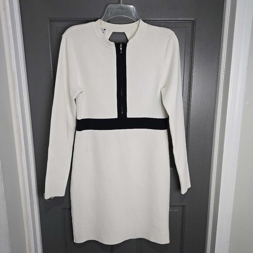 Minimal White Black Spandex Dress